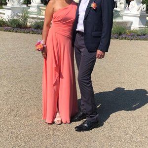 David's Bridal One Shoulder Dress- Size 8- Coral Reef Color